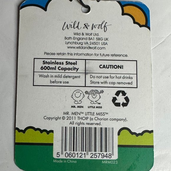 Mr. Happy Stainless Steel 600 ML Water Bottle Canteen- 2011 New With Tags - Picture 6 of 6